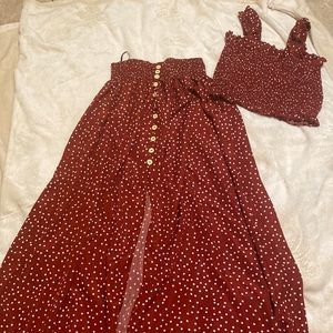 Two Piece Crop Top and Skirt